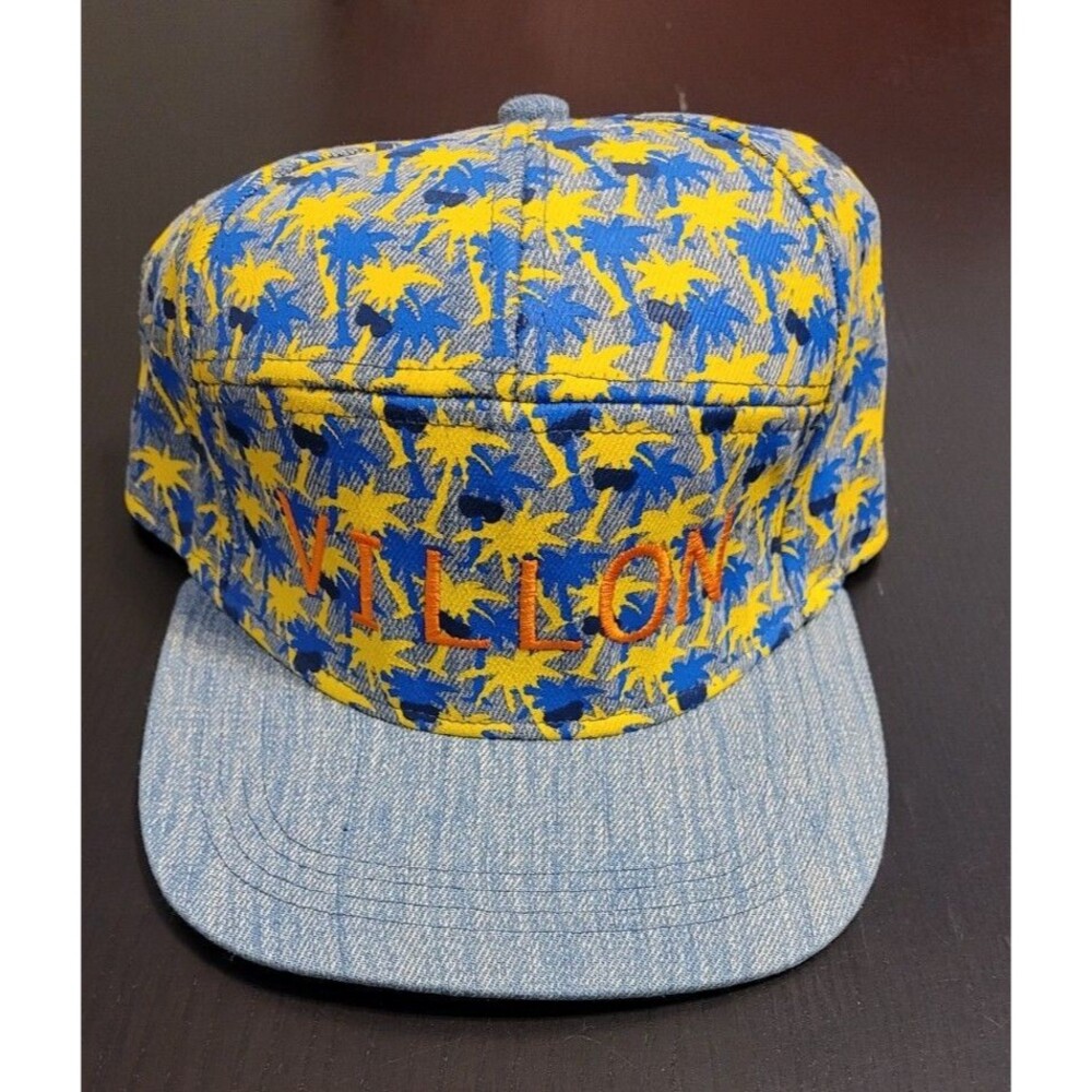 Villon Coffee Palm Trees Hat Satellite Beach FL Blue Yellow Orange Snapback Cap